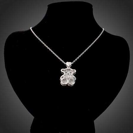 *18K White Gold* GP Crystal Necklace SAVE 50% IN VELVET POUCH!!