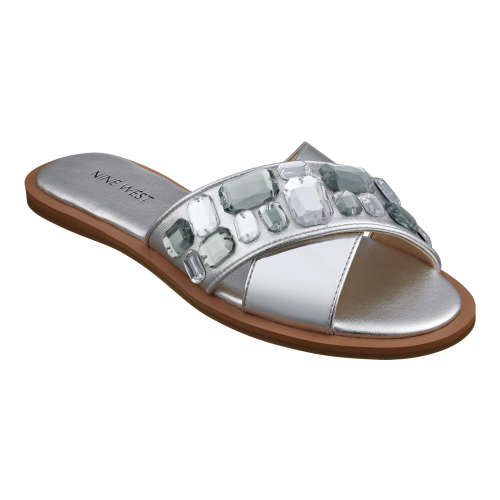 Nawty Flat Slide Jewelled Sandals | Nine West/New R380