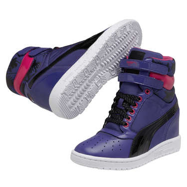 Puma Ladies Sky Wedge Tropicalia Sneakers Purple&Black Reduced Price!!