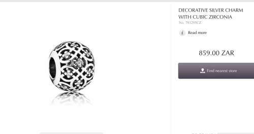 Pandora Decorative Silver Charm with Cubic Zirconia - Authentic and Brand New