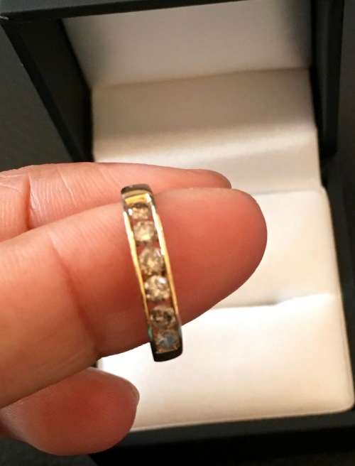 Solid 10k Yellow Gold Half Eternity Ring