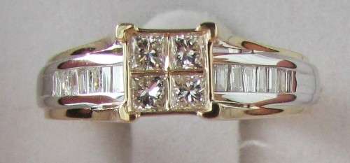 PRINCESS  DIAMOND RING [0.700ct INVISIBLE SETTING WHITE/YELLOW- with CERTIFICATE