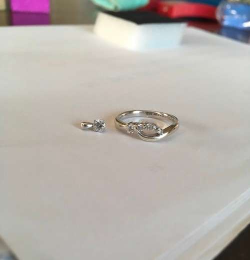 BROWNS 9k White Gold Diamond Ring and 18k Pendant Set - Certificate Included