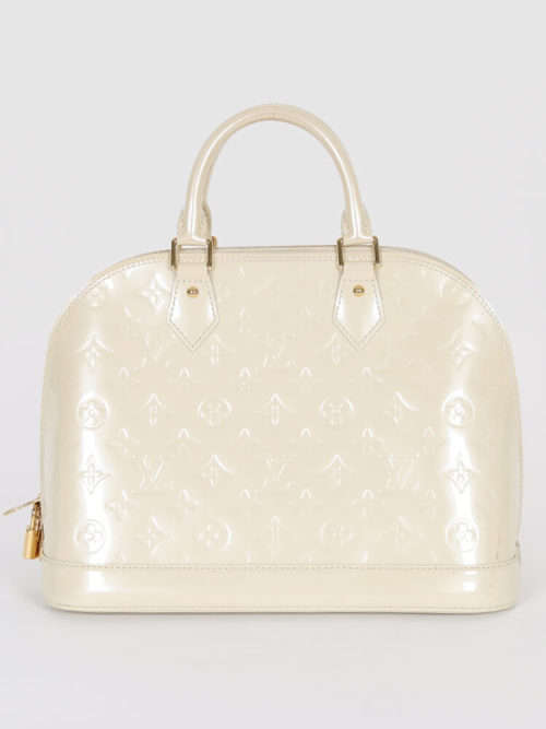 Authentic LOUIS VUITTON Blanc Corail Monogram Vernis Alma PM Bag