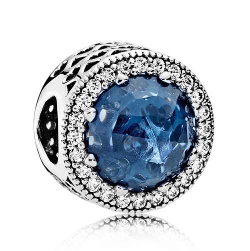Pandora Midnight Blue Radiant Hearts Silver Charms with Cubic Zirconia - Authentic and Brand New