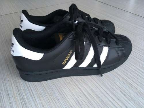 Womens Adidas Superstar BLACK WHITE FOUNDATION Trainers Shoes
