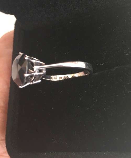 SOLID White Gold BLACK MOISSANITE DIAMOND RING