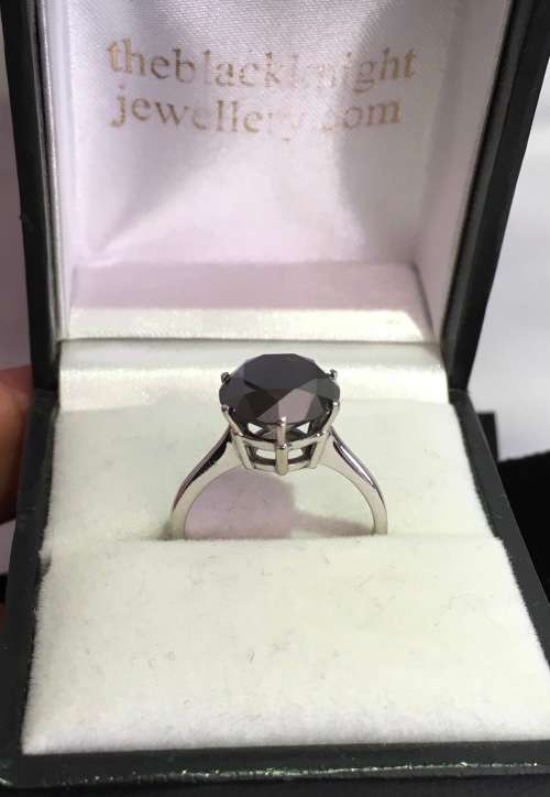 SOLID White Gold BLACK MOISSANITE DIAMOND RING