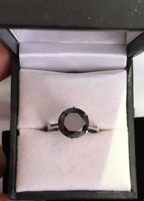 SOLID White Gold BLACK MOISSANITE DIAMOND RING