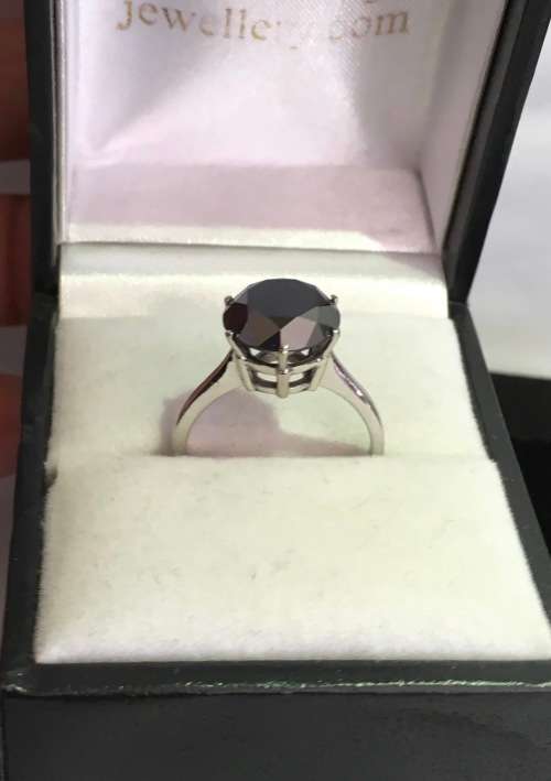 SOLID White Gold BLACK MOISSANITE DIAMOND RING