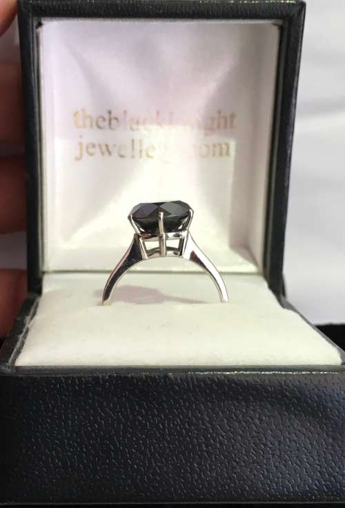 SOLID White Gold BLACK MOISSANITE DIAMOND RING