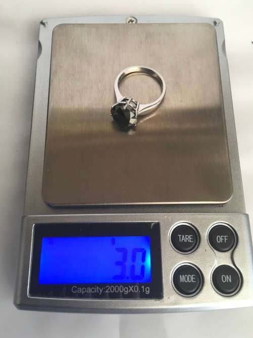 SOLID White Gold BLACK MOISSANITE DIAMOND RING