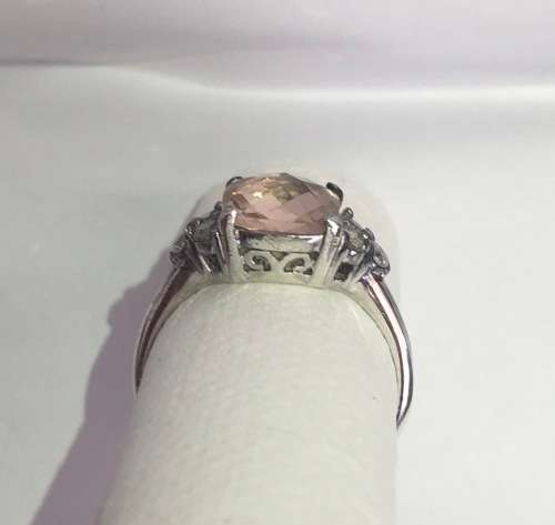 Solid Sterling Silver Cushion Cut Morganite Ring