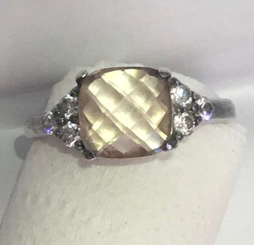 Solid Sterling Silver Cushion Cut Morganite Ring