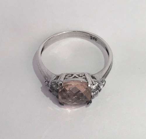 Solid Sterling Silver Cushion Cut Morganite Ring