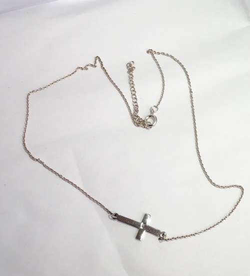 Solid Sterling Silver Cross Necklace - Adjustable