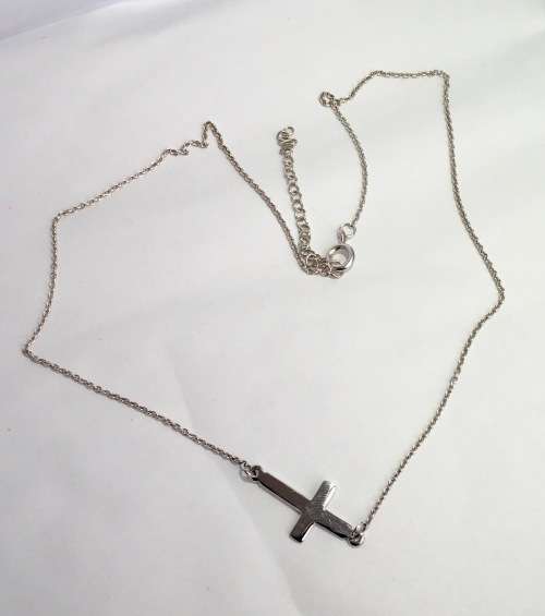 Solid Sterling Silver Cross Necklace - Adjustable