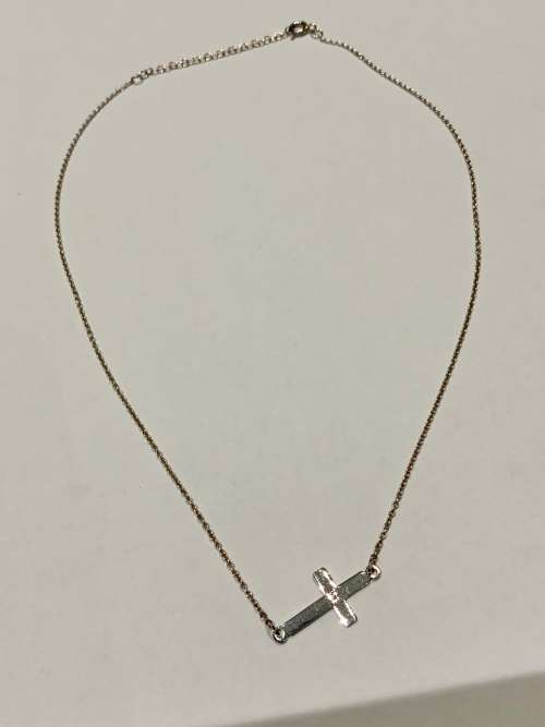 Solid Sterling Silver Cross Necklace - Adjustable