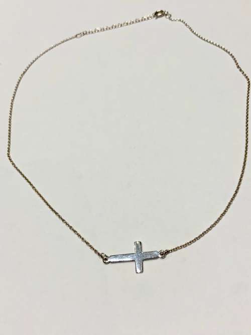 Solid Sterling Silver Cross Necklace - Adjustable