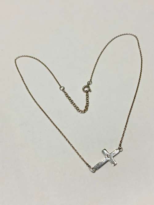 Solid Sterling Silver Cross Necklace - Adjustable