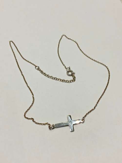 Solid Sterling Silver Cross Necklace - Adjustable