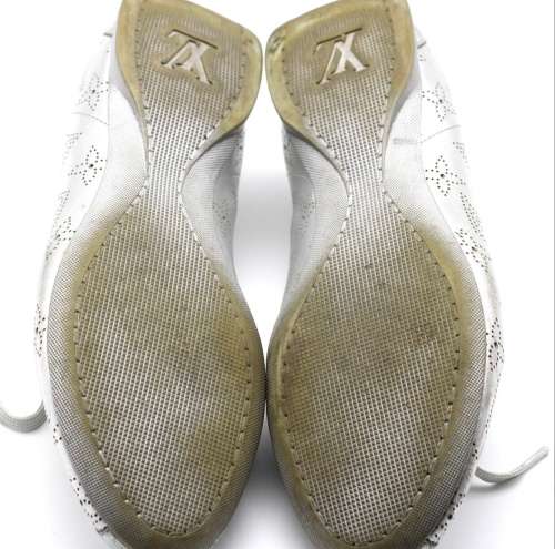 LOUIS VUITTON Metallic Silver Perforated Leather Sneakers