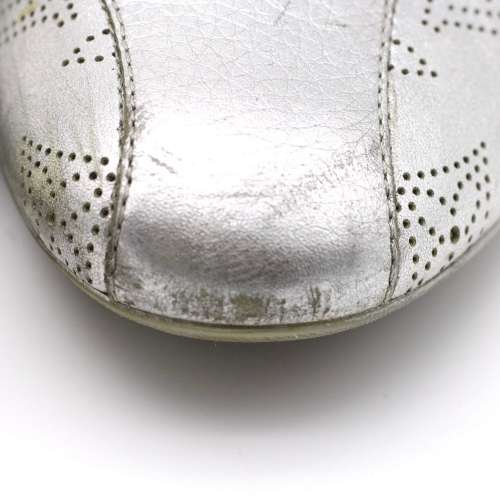 LOUIS VUITTON Metallic Silver Perforated Leather Sneakers