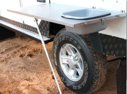 Stainless Steel Vehicle Side Mount Table with Basin