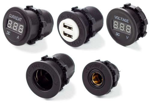 12v24v Volt Meter15 Amp Meter (5 Piece) Assorted Socket Panel Insert Kit