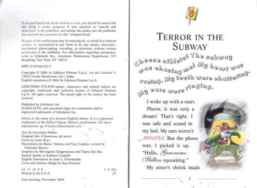 GERONIMO STILTON - THE PHANTOM OF THE SUBWAY by SCHOLASTIC INC.