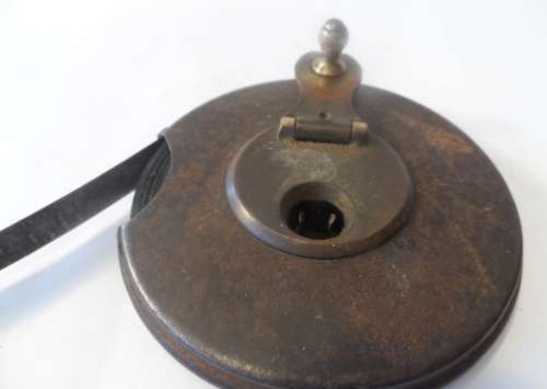MEASURING TAPE  VINTAGE JOHN RABONE & SONS STEEL & BRASS  50 FT. IMPERIAL  TAPE