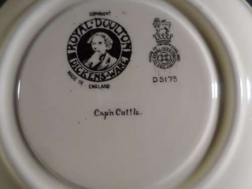 ROYAL DOULTON ENGLISH BONE CHINA SAUCER  DICKENS WARE  SERIES "CAP'N  CUTTER "