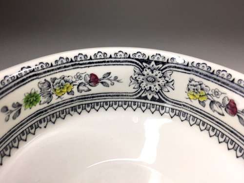 WOODS & SONS BURSLEM ` DORSET ` TAB HANDLED DEEP BOWL WITH UNDER PLATE