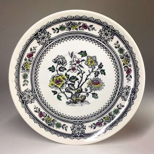 WOODS & SONS BURSLEM ` DORSET ` TAB HANDLED DEEP BOWL WITH UNDER PLATE