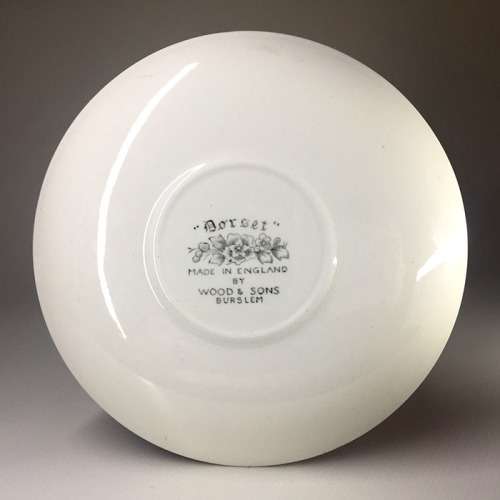 WOODS & SONS BURSLEM ` DORSET ` TAB HANDLED DEEP BOWL WITH UNDER PLATE