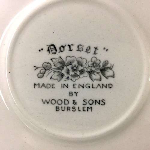 WOODS & SONS BURSLEM ` DORSET ` TAB HANDLED DEEP BOWL WITH UNDER PLATE