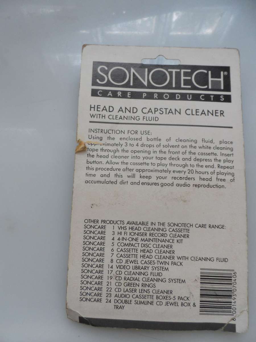 SONOTECH AUDIO CASSETTE HEAD & CAPSTAN CLEANER, & DE-MAGNETISER WITH FLUID