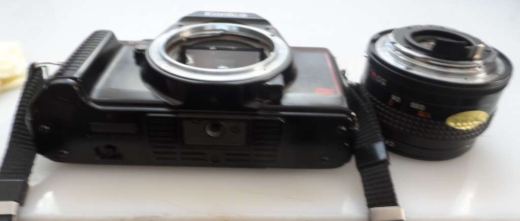 KONICA TC-X  , SLR CAMERA , WITH KONICA HEXANON AR 50mm , 1,8 LENS , & CPC FILTER LENS COVER