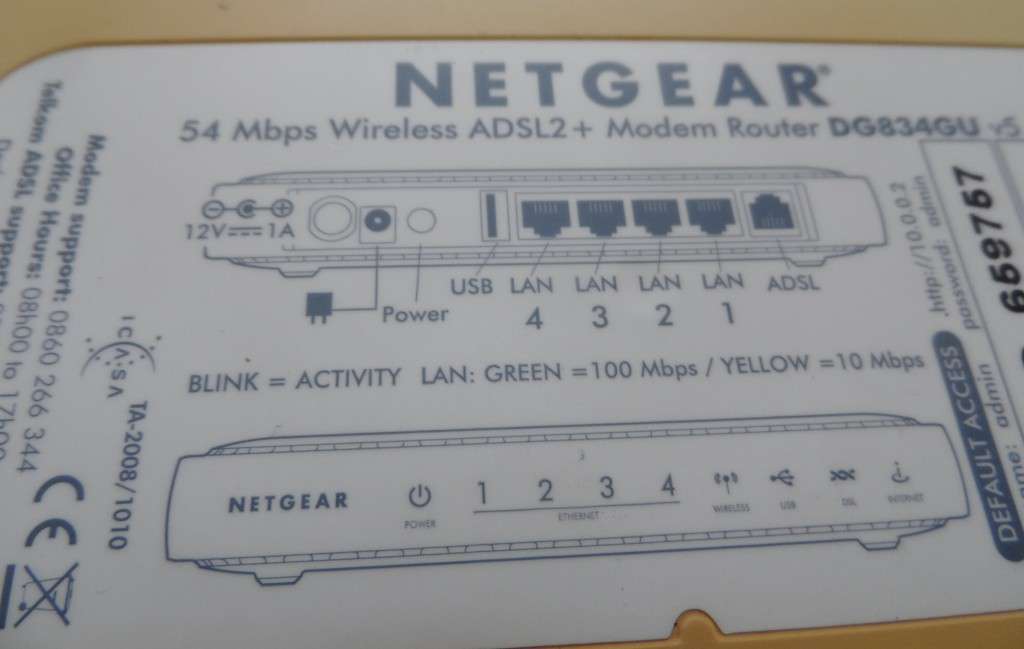 TELKOM ADSL NETGEAR MODEM ROUTER  54Mbps wireless  ADSL   DG 834 GU