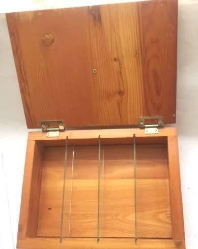 VINTAGE OREGON , TEA SACHETS , COUNTER TOP, STORAGE CADDY solid Oregon with removable glass dividers