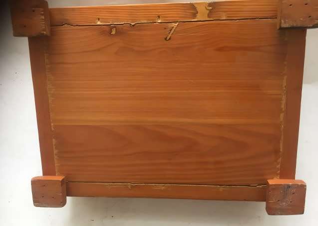 VINTAGE OREGON , TEA SACHETS , COUNTER TOP, STORAGE CADDY solid Oregon with removable glass dividers