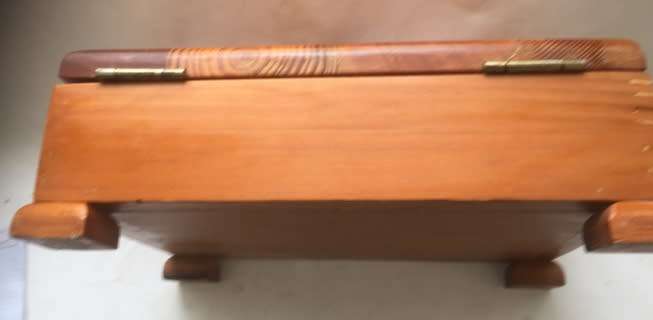 VINTAGE OREGON , TEA SACHETS , COUNTER TOP, STORAGE CADDY solid Oregon with removable glass dividers