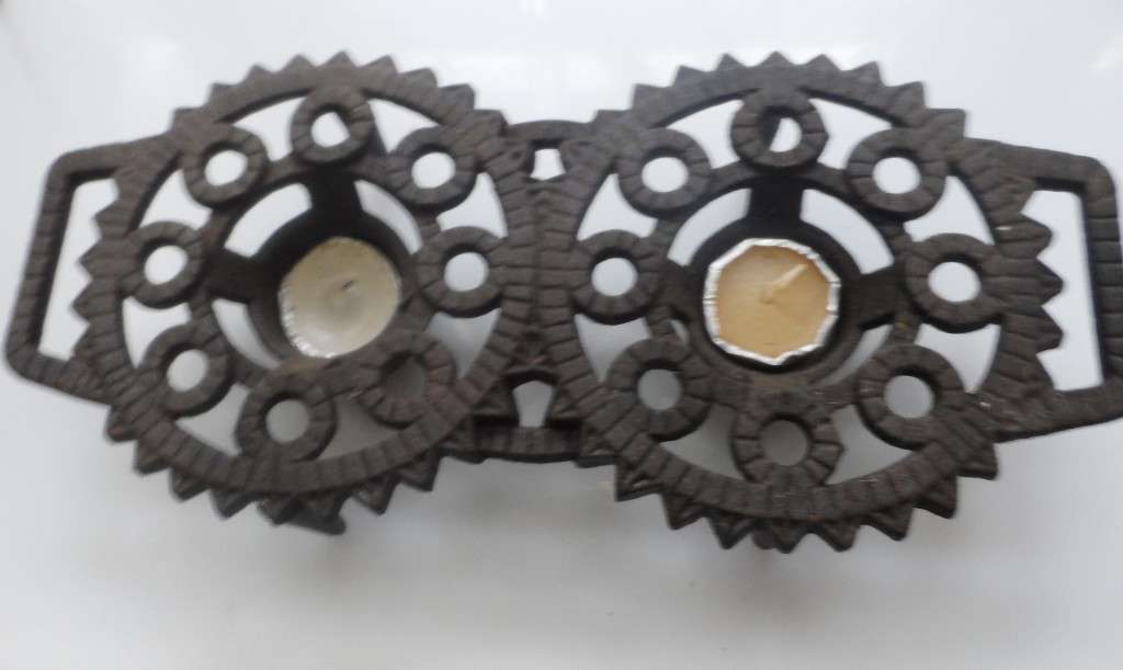 VINTAGE CAST IRON HIBACHI , TWIN POT, FONDUE POT, WARMER / COOKING STAND