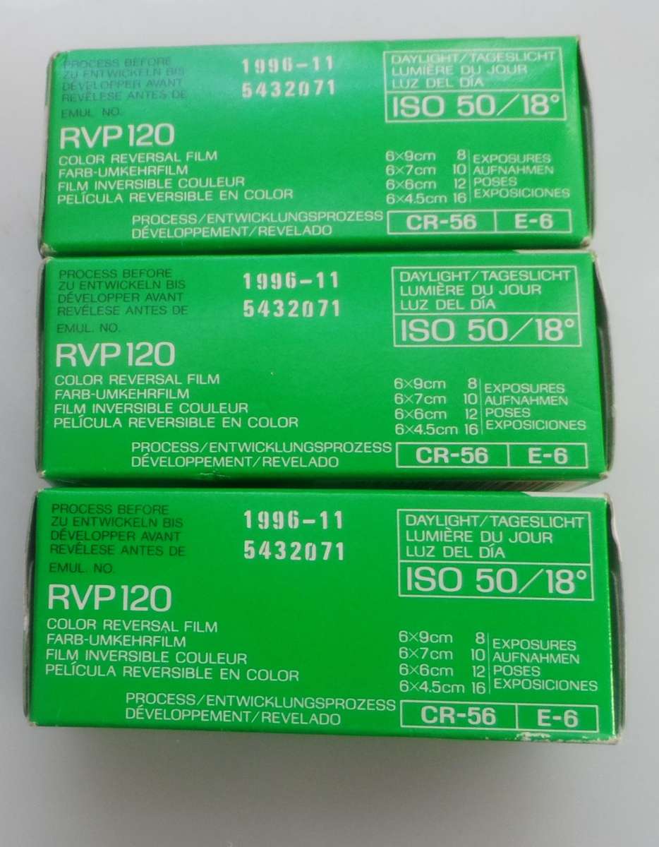 VELVIA PROFESSIONAL, FUJICHROME ,VELVIA DAYLIGHT ,  BATCH 5432871 ,EXPIRED 1996-11,  FILM ROLLS X 3