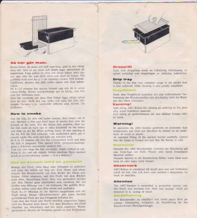 ABU SMOKER  MADE IN SWEDEN  by OPTIMUS, UNUSED WITH MANUAL RECIPE BOOK , CANNED HEAT & SMOKE DUST