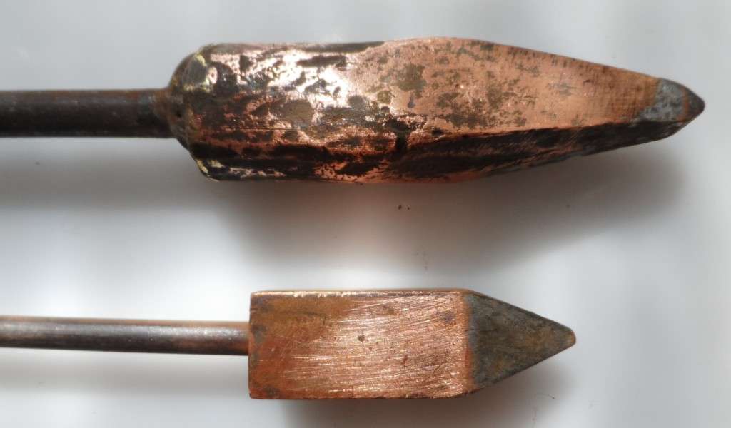 VINTAGE 1940,s , SET OF FOUR SOLID COPPER SOLDERING IRONS