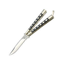 Butterfly Knife Silver/Black Handle