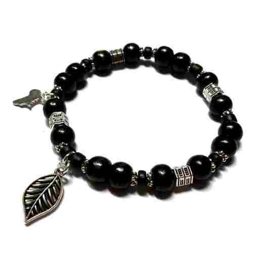 Bracelet, European style - Wooden Bangle - Bracelet with leave