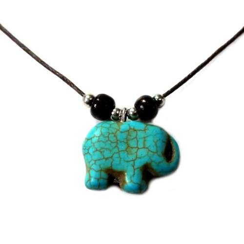 Necklace, Turquoise, Howlite, Elephant Necklace
