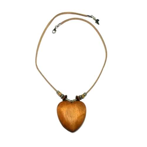 Necklace, European style Necklace, big wooden heart Necklace